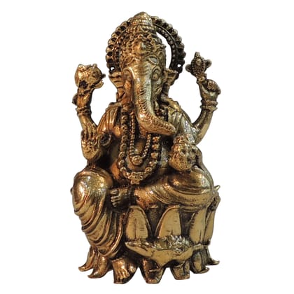 Brass Ganesh Ji Idol – Handmade Lord Ganesha Brass Murti, Height : 3 Inch (BSMAS1822 G)