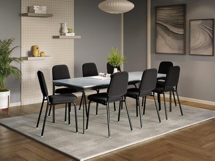 Franky and Kalyx 8 Seater Wooden Rectangular Dining Set (White) -1 Year Warranty, MDF Franky and Kalyx 8 Seater Wooden Rectangular Dining Set (White) -1 Year Warranty, MDF