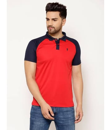 EPPE Pack of 1 Polyester Regular Fit Colorblock Half Sleeves Men's Polo T Shirt ( Red )