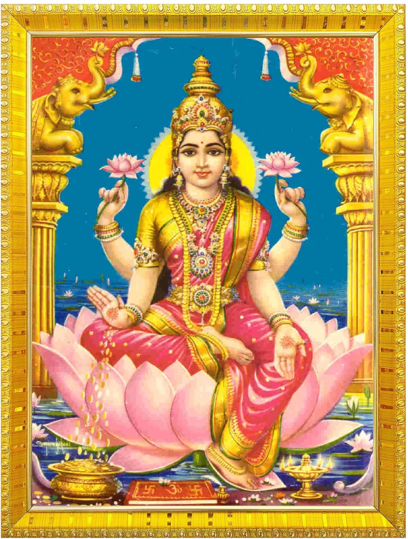 NOKKES Laxmi Devi Maa Mata Photo Frames Religious Photo frame 5X7 Inch Photo Frame_W37