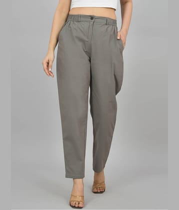 QuaClo Women Cotton Blend Casual Trousers ( Grey )