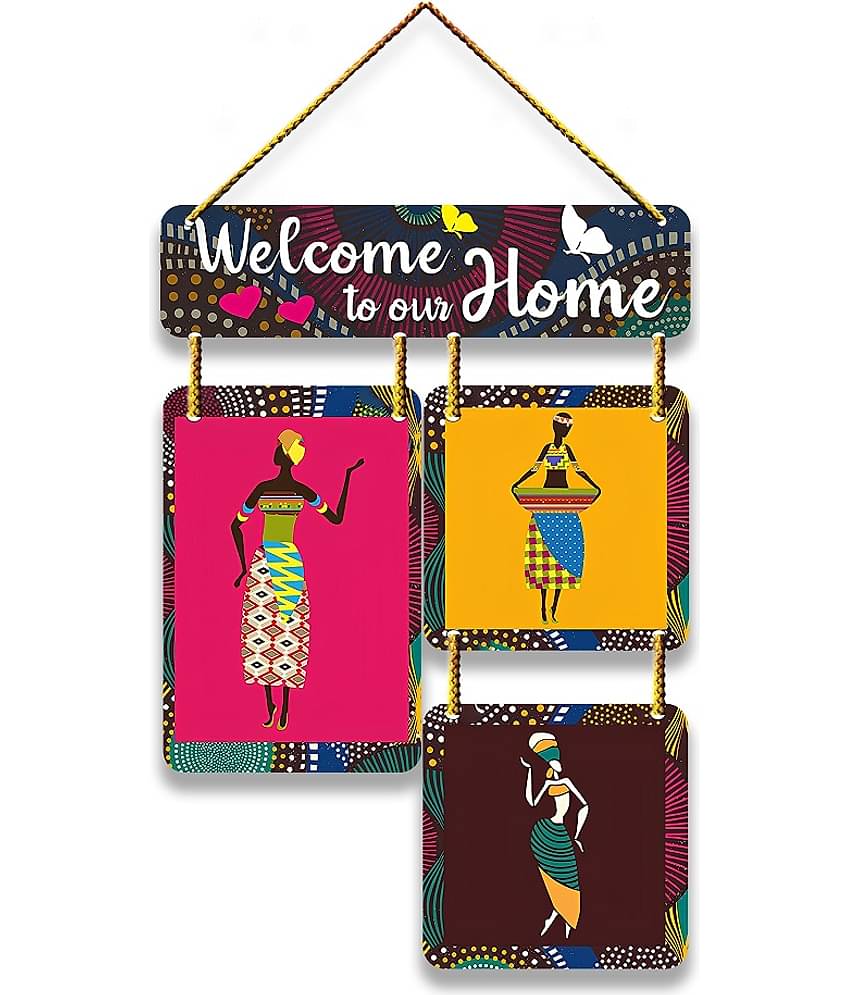 Positive Vibe Lifestyle Wood Welcome Wall Hanging Wall Sculpture Multi - Pack of 1