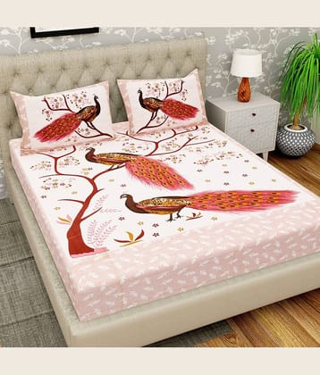 Cosito Cotton 1 Double Bedsheet with 2 Pillow Covers ( Multicolor )