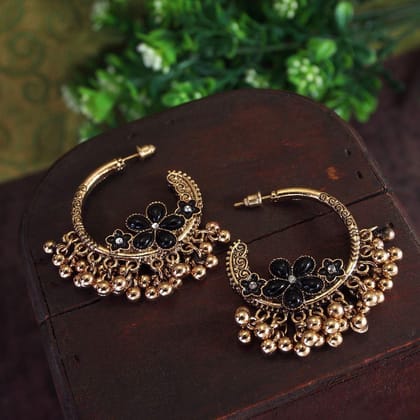 Antique Gold Plated Round Shaped Hoop Earring.