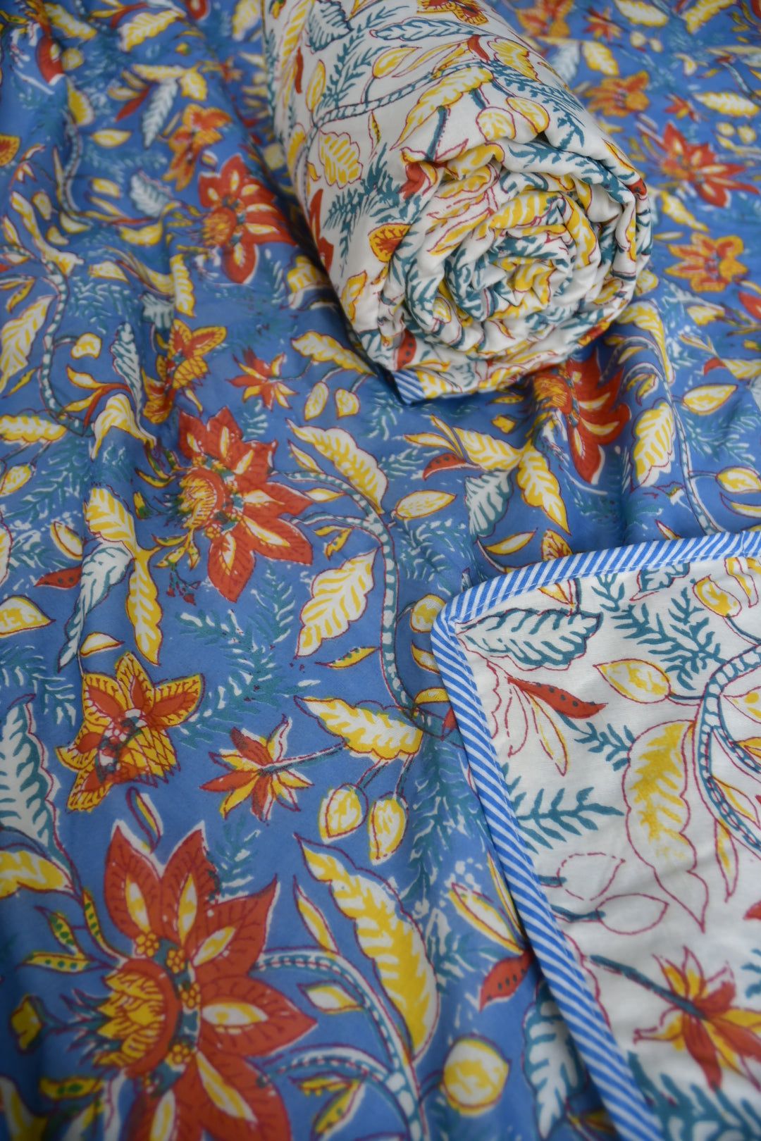 Blue Gulshan Reversible Mul Mul Cotton DoharDouble