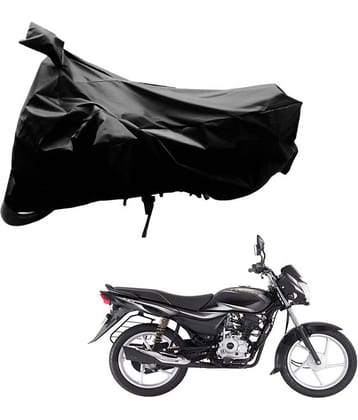 AutoRetail Dust Proof Two Wheeler Polyster Cover for Bajaj Platina 100 Es (Mirror Pocket, Black Color)