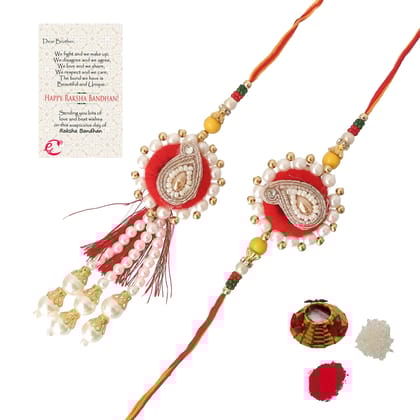 Bhaiya Bhabhi Rakhis with Roli Chawal Pack and Raksha Bandhan Greeting Card