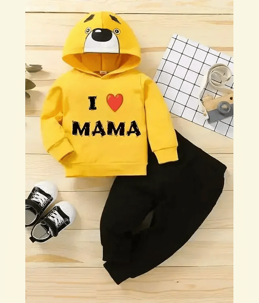 VELION Pack of 1 Boys Cotton Blend Sweatshirt & Trackpant Set ( Yellow )