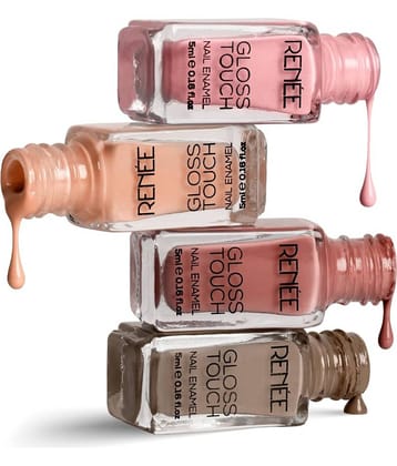 RENEE Gloss Touch N Vacay Vibes Nail Enamels Combo, Glossy & Long-Lasting, Pack of 4