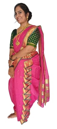 Mom And Me Pink Mastani Nauwari Saree (Free Size) | Cotton Blend | Ethnic Wedding