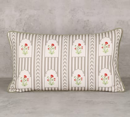 India Circus Grey Spell - Cotton Duck Cushion Cover - 8 X 16 Inch