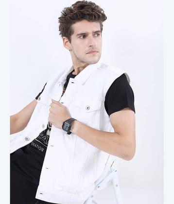 Locomotive Cotton Men's Denim Jacket - White ( Pack of 1 )