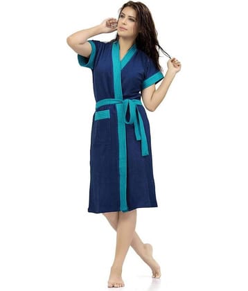 Poorak Blue Free Size Bathrobe ( Pack of 1 )