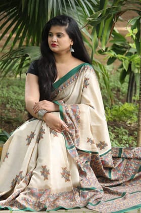 AWESOME LINEN COTTON PRINTED SAREE - ms1651