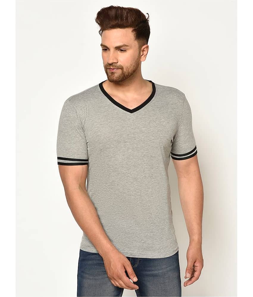 Glito Pack of 1 Cotton Blend Regular Fit Men's T-Shirt ( Grey )