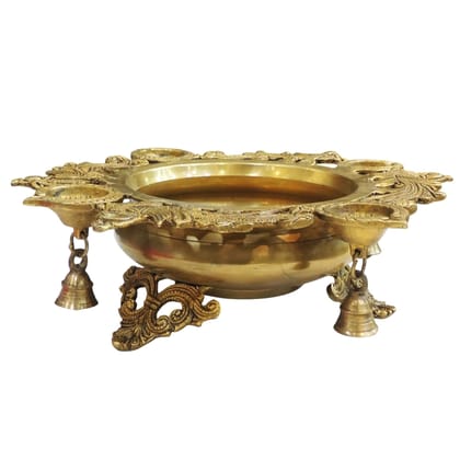 Brass Decorative Urli Bowl Showpiece | Traditional Center Table Decor, Diameter : 13 Inch (BSMAS1151 X)
