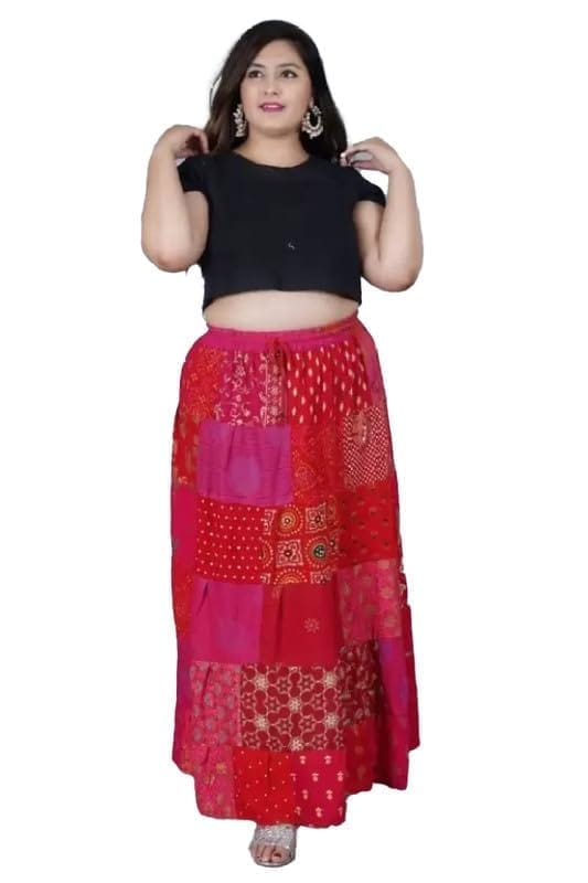Women's Rayon Printed Elastic Skirt (Multicolor, Free Size)-PID45908