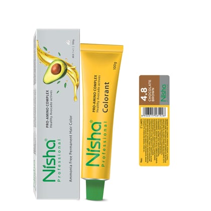 Nisha Professional Creme Hair Color 4.8 Chocolate Brown 100g, Permanent Hair Colour, Professional Salon Hair Colour