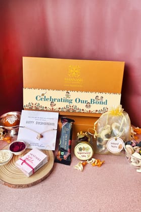 Celebrating Our Bond Silver Rakhi Gift Hamper-Gold