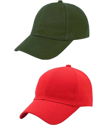 Zacharias - 100% Cotton Green Men's Cap ( Pack of 2 )