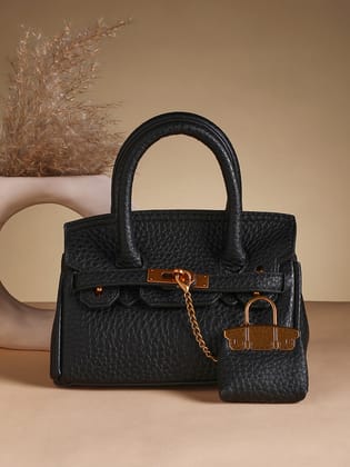 The Mini Overlap Satchel Sling Bag With Pouch - Onyx Black-Sling Bag