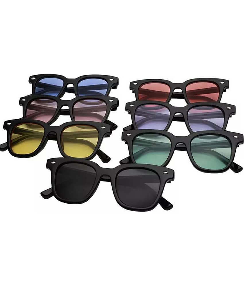Elligator Black Rectangular Sunglasses ( Pack of 7 )