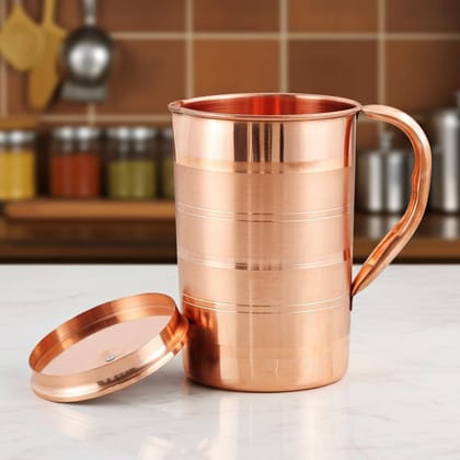 Pure Copper Water Jug – 1.8 Liter | Large Ayurvedic Pitcher, Height : 9 Inch (ZMAS190 D)