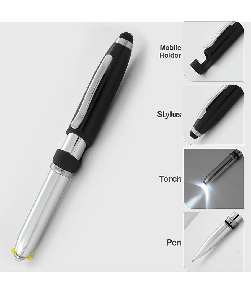 KK CROSI 4 in 1 Metal Pen for Touch Screen Torch & Mobile Holder Multi-Function Pen