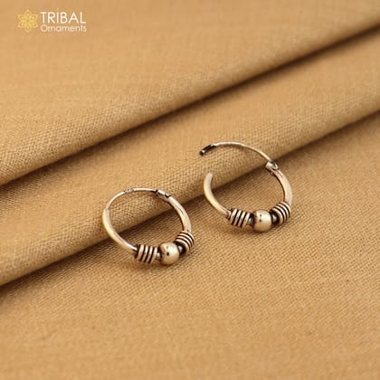 925 sterling silver wired and ball design bali hoops earrings bali tribal ethnic jewelry er242
