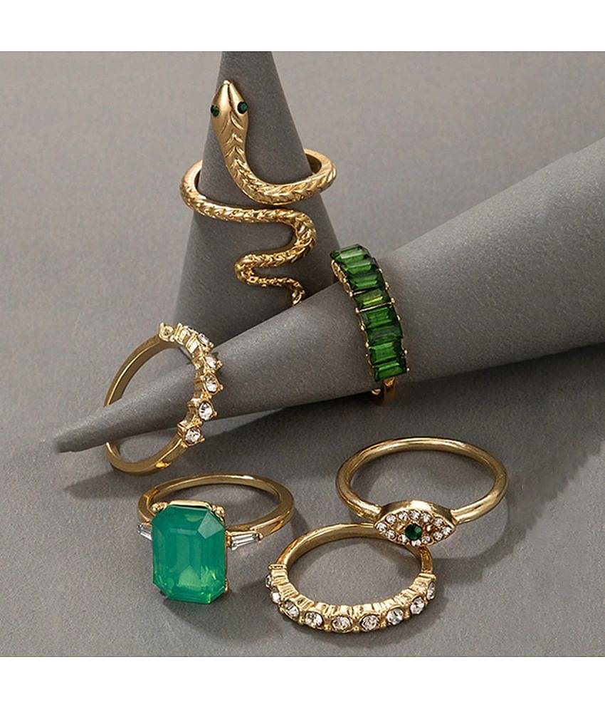 FASHION FRILL Green Rings ( Pack of 6 )