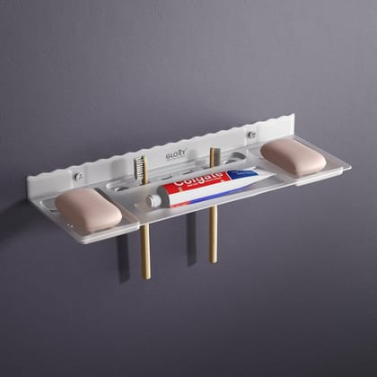 Double Soap Dish with Toothbrush & Toothpaste Holder