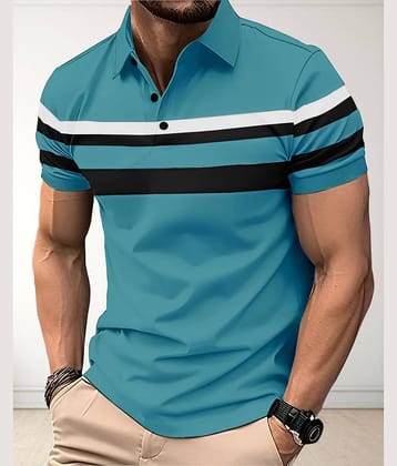 ENITOR Men Cotton Blend Regular Fit Printed Polo T Shirt ( Green )