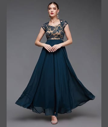 Miss Chase Women Georgette Printed Fit & Flare Dress ( Black )