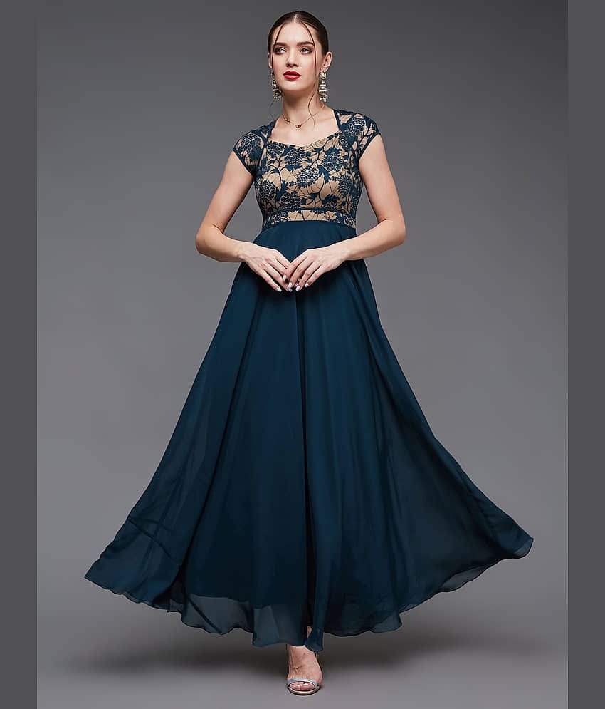 Miss Chase Women Georgette Printed Fit & Flare Dress ( Black )