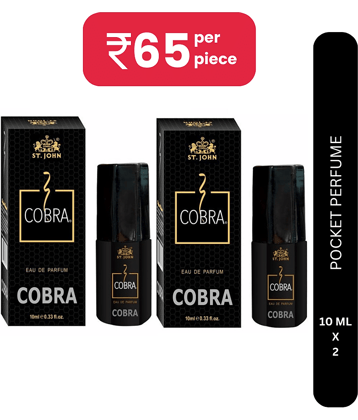 ST.JOHN Cobra Perfume 10ml, Long Lasting Pocket Perfume For Men 10ml Each (20ml) - Pack of 2
