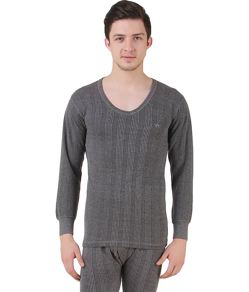 Hap Kings Pack of 1 Cotton Blend Thermal Tops For Men's ( Grey )