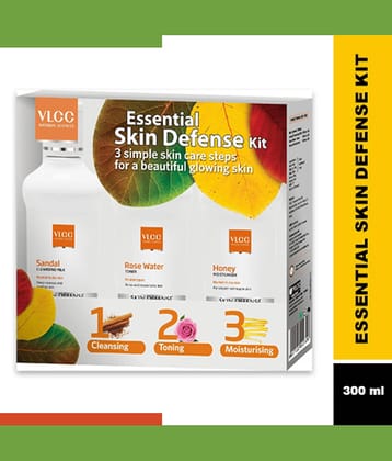 Vlcc Essential Skin Defense,Rose Water,Sandal Cleansing Milk & Honey Moisturiser 100Ml(Pack Of 3)