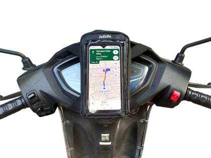 JETLIFE Mobile Holder/Pouch/Mount for All Types of Scooter Scooty Activa Jupiter EV etc | Standard X1 Model (Black) Black