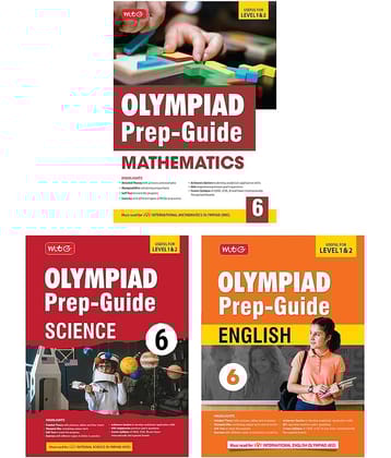 MTG Olympiad Prep-Guide Class-6 Mathematics, Science & English (Set of 3 Books) - Detailed Theory, Self Test with IMO-NSO-IEO Chapterwise Previous Year Question Paper For SOF 2024-25 Exam