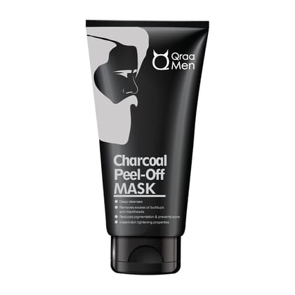 Qraa Men Activated Charcoal Peel Off Mask for Men, Deep Cleansing, Blackheads Removal, Dead Skin Removal, 100gm