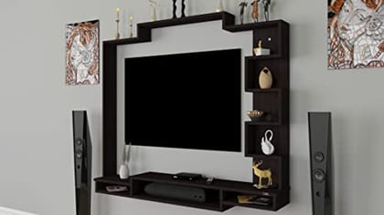 DAS David High Strength & Durable Wall Mount Engineered Wood TV Entertainment Unit Stand Set Top Box Stand for Living Room Flowery Wenge (Ideal for up to 50") Screen