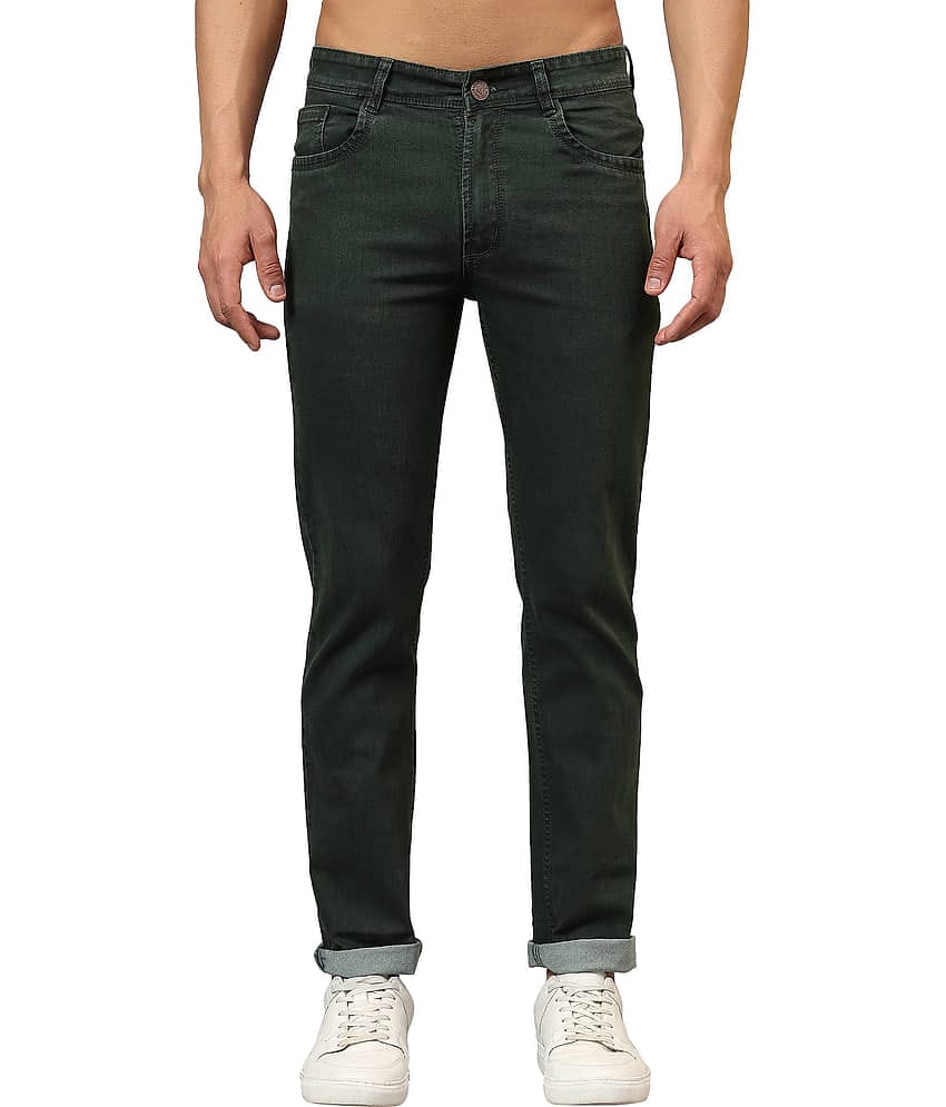 plounge Regular Fit Solid Men's Jeans - Dark Green ( Pack of 1 )