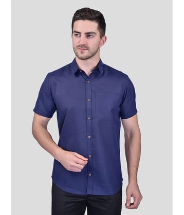 PRINTCULTR Cotton Blend Regular Fit Solids Half Sleeves Mens Casual Shirt - Navy Blue ( Pack of 1 ) - None