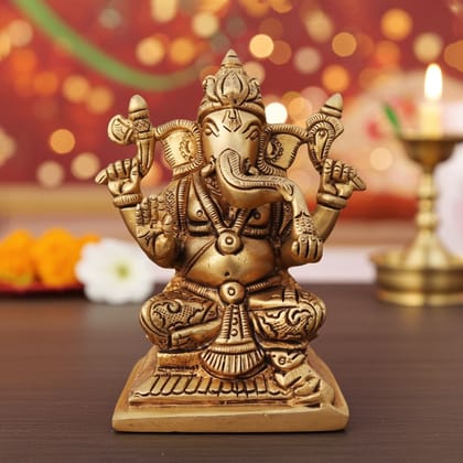 Brass Showpiece Ganesh Ji God Idol Statue (BSMAS1335 G)