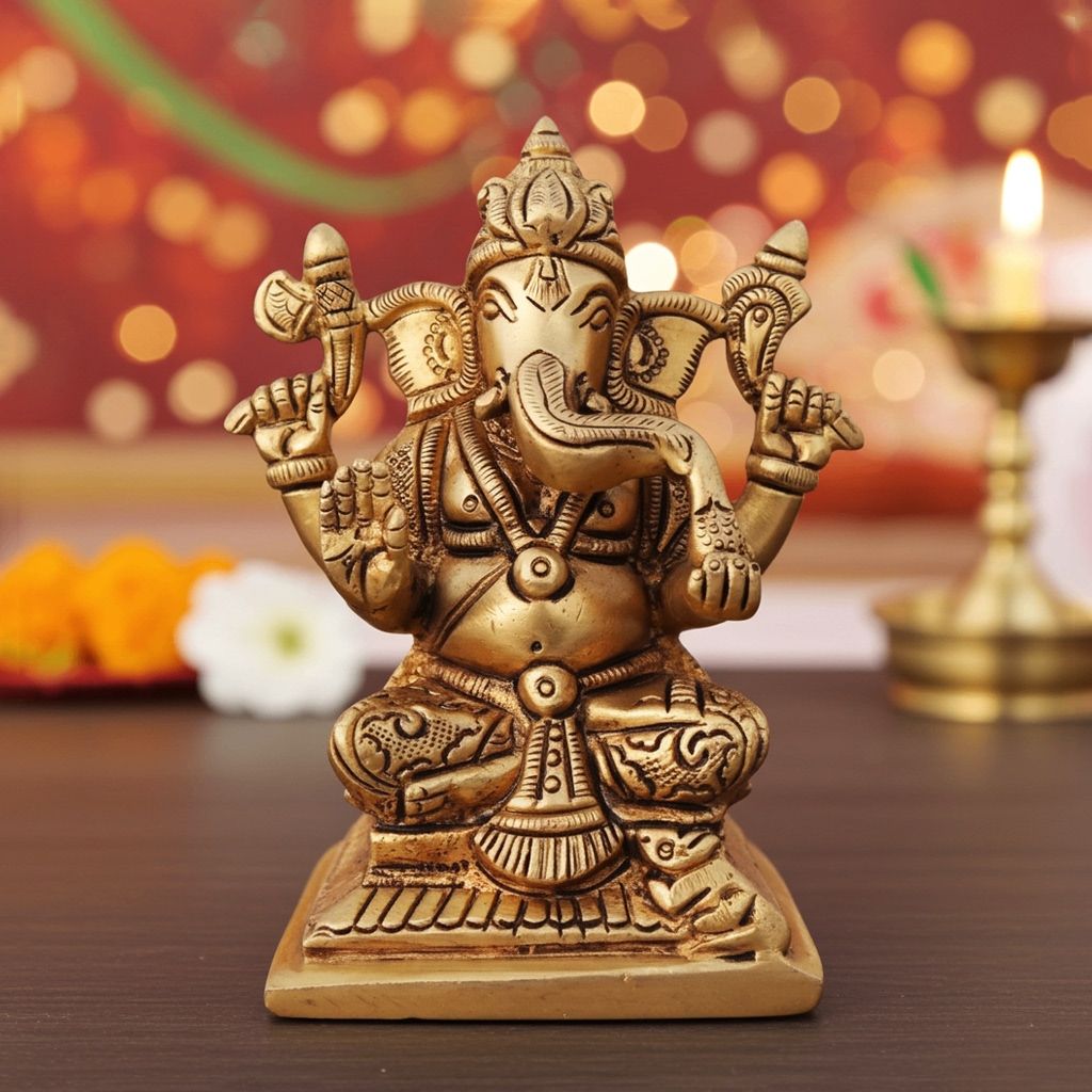 Brass Showpiece Ganesh Ji God Idol Statue (BSMAS1335 G)