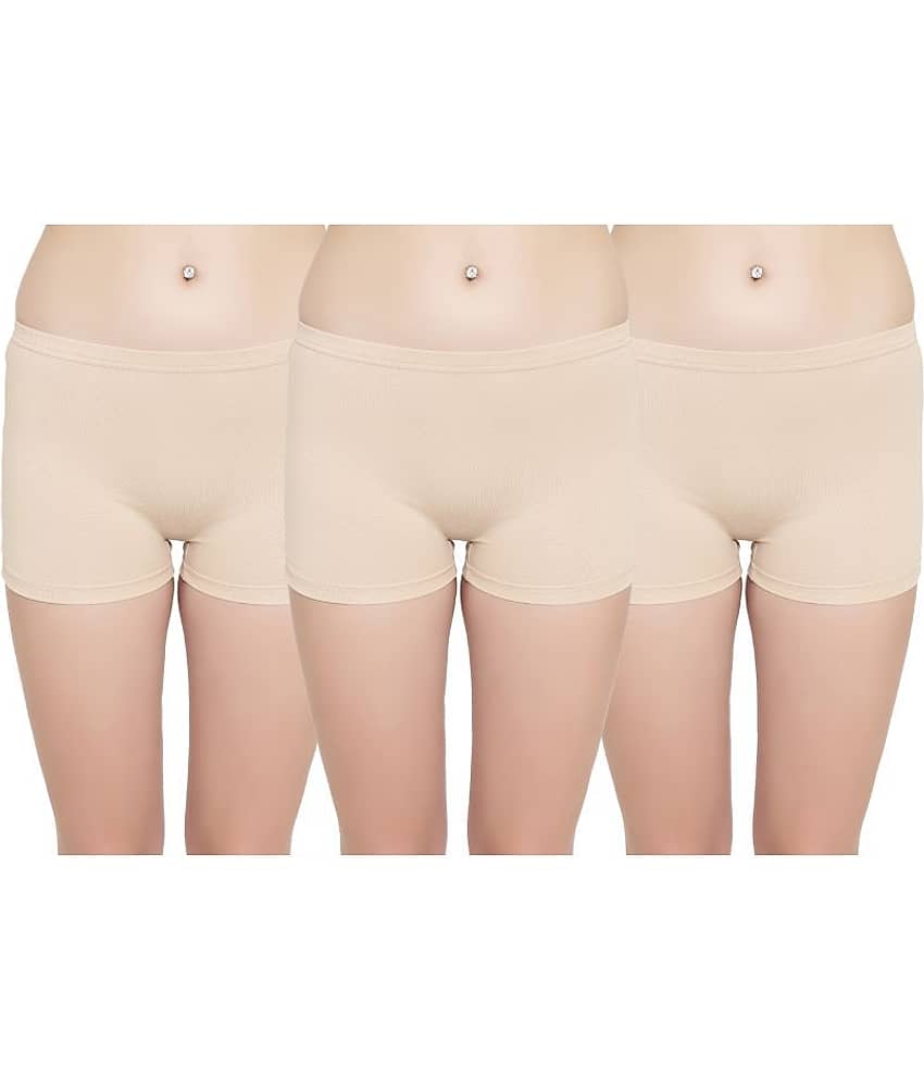 Leading Lady Pack of 3 Cotton Women's Boy Shorts ( Beige )