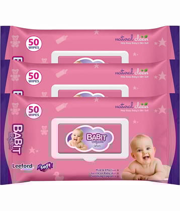 Babit Baby Care Wet Wipes with Aloe Vera Extract & Gentle on Baby Skin Count 50 ( Pack of 3 )
