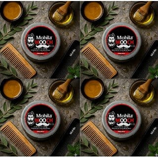 4 Packs of Mooch Moustache Wax for Men - Strong Hold  Long Lasting Styling Wax  Natural Look  Original Scent  75g