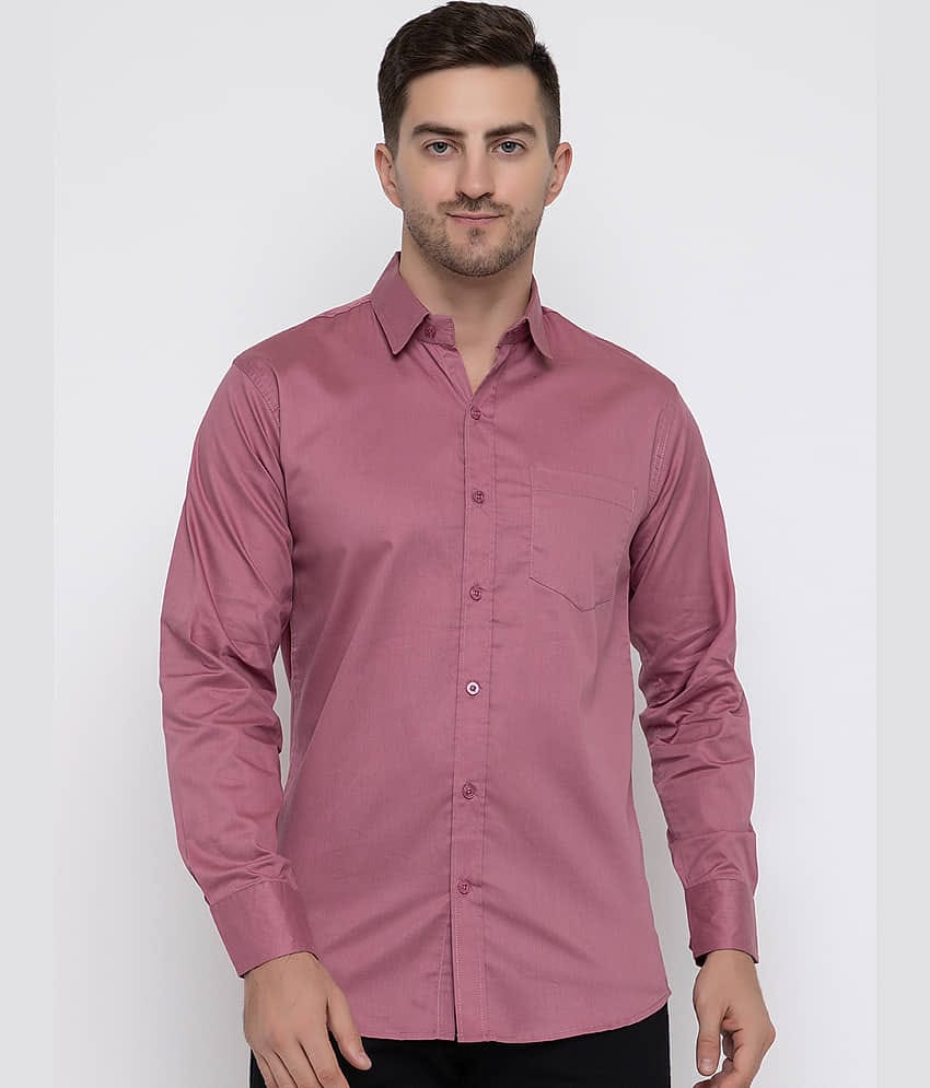 MODERNITY Cotton Blend Regular Fit Solids Full Sleeves Men's Casual Shirt - Pink ( Pack of 1 )
