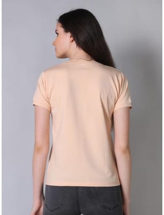 Women's Cotton Blended Solid Round Neck Half Sleeve T-Shirt (Peach, 2XL)-PID56327